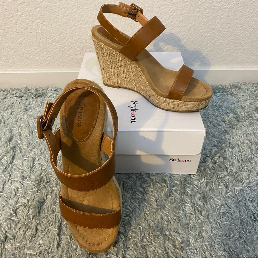 Style & Co Platform Wedge Heels Sandals Shoes